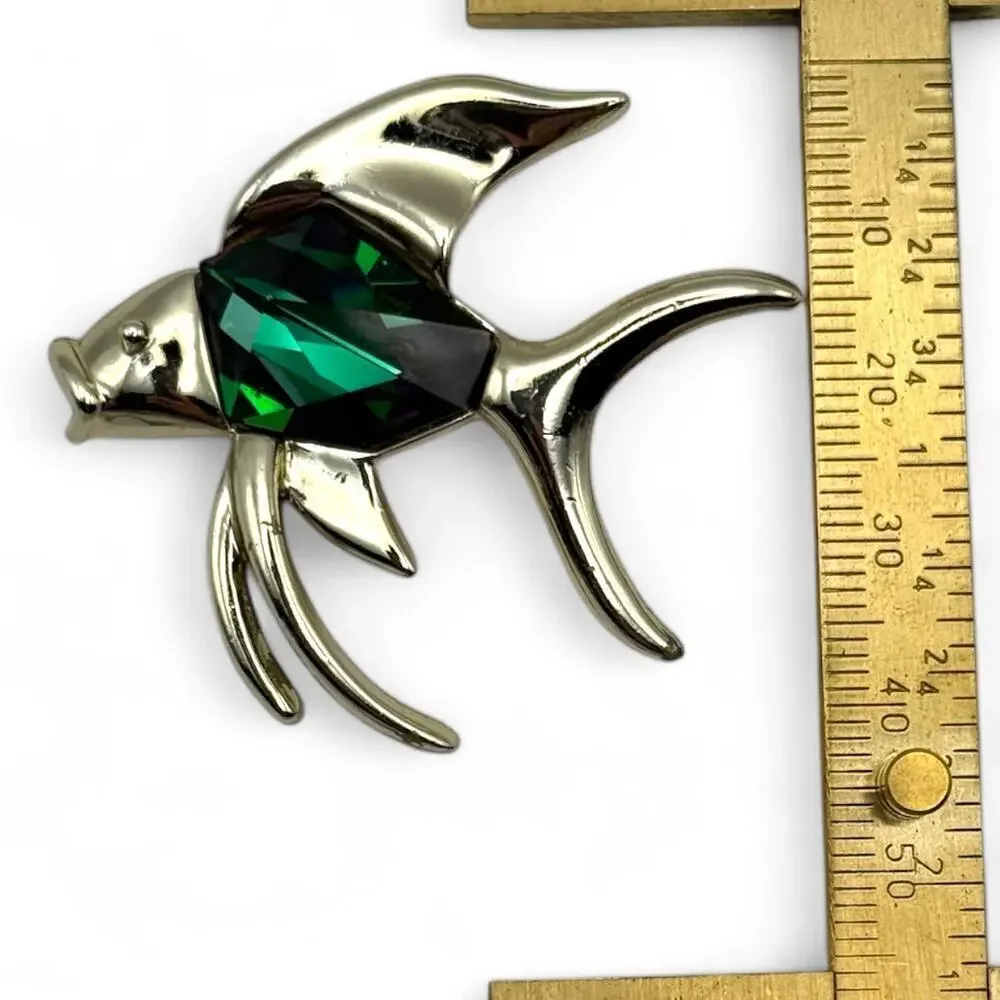 Vintage Sarah Coventry Tropicana Angel Fish Brooch Pin Watermelon Rhinestone